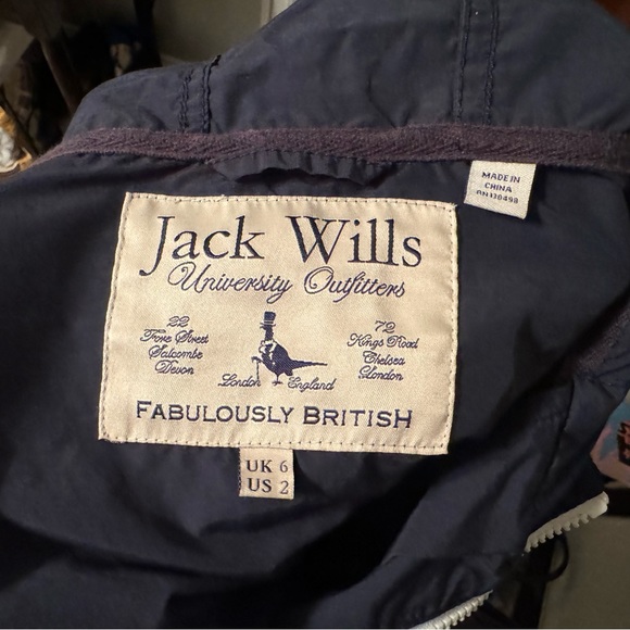 Jack Wills University Outfitters Rain Jacket Navy Blue US Size 2 UK Size 6 - Picture 3 of 7